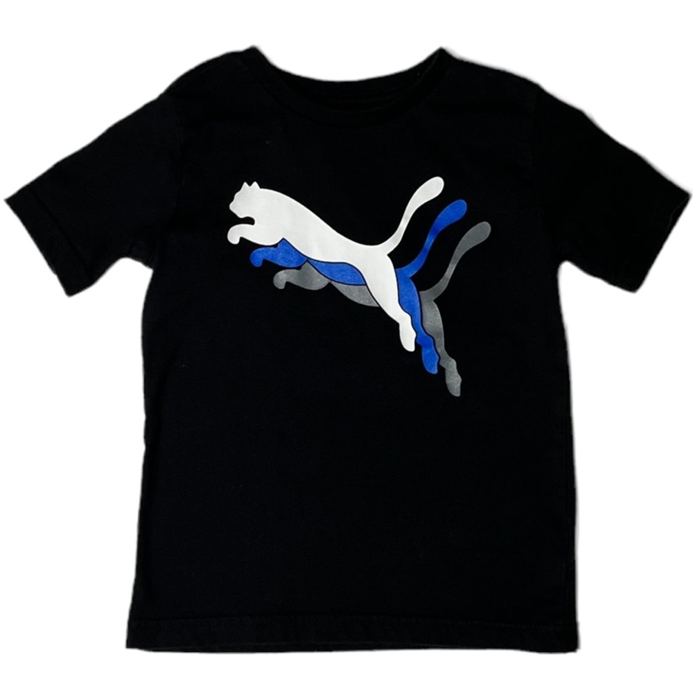 PUMA Boys Size 5 Black and Blue Graphic Short Sleeve T-Shirt